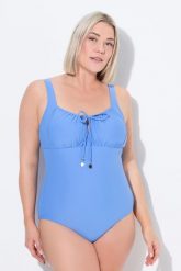 Damskie strój kąpielowymarszczenie fiszbina bez miękkich miseczek. Niebieskie stroje kąpielowe damskie Ulla Popken, bez wzorów, z elastanu. Za 223.99 zł.