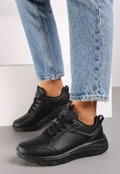 Czarne Casualowe Buty Sportowe Sneakersy na Płaskiej Tłoczonej Podeszwie Velanitta. Czarne obuwie sportowe damskie Renee, bez wzorów, z jeansu, bez zapięcia. Za 109.99 zł.