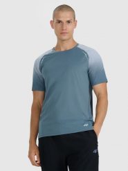 4F Koszulka do biegania w terenie szybkoschnąca męska - szara M. Szare t-shirty męskie 4F, l, bez wzorów, z materiału, bez kołnierzyka, bez ramiączek. Za 129.99 zł.