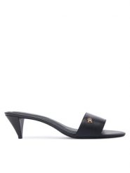 Tommy Hilfiger Klapki Th Mid Mule FW0FW09508 Czarny. Czarne klapki damskie Tommy Hilfiger, bez wzorów, ze skóry, bez obcasa, bez zapięcia. Za 489.99 zł.