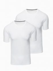 Zestaw męskich t-shirtów z okrągłym dekoltem - biała V4 Z101 - XXL. Białe t-shirty męskie Ombre Clothing, l, bez wzorów, z bawełny, bez kołnierzyka, bez ramiączek. W wyprzedaży za 89.99 zł.