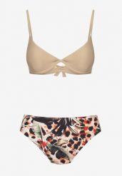 Ciemnobeżowe Bikini Strój Kąpielowy Dwuczęściowy z Ozdobnymi Figami Piavera. Brązowe bikini Born2be, z aplikacjami. Za 29.99 zł.