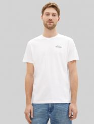 Męska Koszulka Tom Tailor Printed T-shirt White 1042195 20000. Białe t-shirty męskie Tom Tailor, l, bez wzorów, bez kołnierzyka, bez ramiączek. Za 59.99 zł.