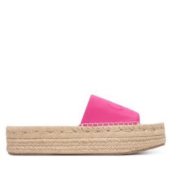 Klapki Calvin Klein. Czerwone klapki damskie Calvin Klein, bez wzorów, bez obcasa, bez zapięcia. Za 233.99 zł.