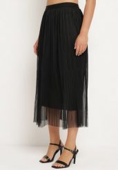 Czarna Tiulowa Spódnica z Elastyczną Gumką w Talii Rissayne. Czarne spódnice damskie Born2be, na co dzień, l, bez wzorów, z jeansu, midi, dopasowane. Za 64.99 zł.
