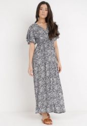 Czarna Sukienka z Wiskozy Nikeusa. Czarne sukienki damskie Born2be, l, bez wzorów, z tkaniny, bez kołnierzyka, bez ramiączek, maxi, kopertowe. Za 74.99 zł.