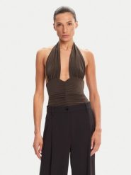 NORMA KAMALI Body Mio KK424XPLG74823 Brązowy Slim Fit. Brązowe body Norma Kamali, bez wzorów, z syntetyku. Za 539.99 zł.