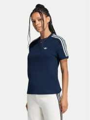 Adidas T-Shirt Lace 3 Stripes LG4264 Granatowy Regular Fit. Niebieskie t-shirty damskie Adidas, xs, bez wzorów, z syntetyku, bez kołnierzyka, bez ramiączek. Za 179.99 zł.