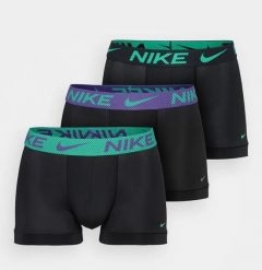 Bokserki Nike Essential Micro 3 szt. czarne zielone fioletowe. Czarne bokserki męskie Nike, bez wzorów, z jeansu. Za 169.20 zł.
