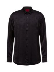 HUGO koszula casual - Elisha02 Mężczyźni Super Slim Fit wiskoza czarny, 39. Czarne koszule męskie Hugo, m, z aplikacjami, z wiskozy, casualowe, bez kołnierzyka, bez ramiączek. Za 399.95 zł.