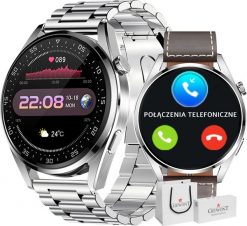 Smartwatch Gravity Smartwatch Giewont GW450-6 Srebrny + Pasek Brązowy Skórzany. Brązowe zegarki smartwatch Gravity, bez wzorów. Za 254.39 zł.