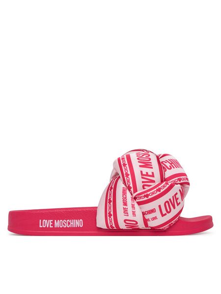 LOVE MOSCHINO Klapki JA28312G0MIW360A Różowy. Czerwone klapki damskie Love Moschino, bez wzorów, z materiału, bez obcasa, bez zapięcia. Za 689.99 zł.