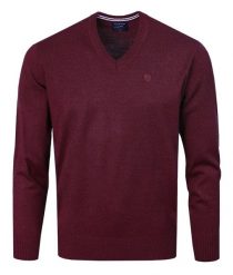 Sweter Męski Wełniany - Dekolt w Serek - Pako Jeans - Bordowy. Czerwone swetry męskie Pako Jeans, m, bez wzorów, z jeansu, biznesowe, bez kołnierzyka, bez ramiączek. Za 169.00 zł.