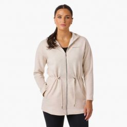 Bluza treningowa damska Swedemount Move Soft Hood Jacket szybkoschnąca. Brązowe bluzy damskie SWEDEMOUNT, bez wzorów, z tkaniny, sportowe, bez ramiączek, bez kaptura. Za 199.99 zł.