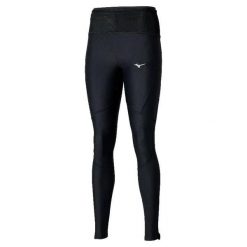 Legginsy z wieloma kieszeniami dla kobiet Mizuno. Czarne legginsy damskie Mizuno, bez wzorów, z materiału. Za 179.99 zł.