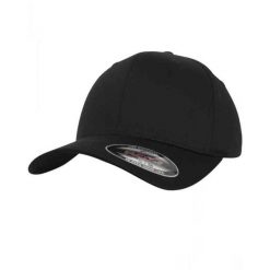 Czapka Z Daszkiem Organiczna Bawełna. Czarne czapki damskie FLEXFIT, bez wzorów, z bawełny. Za 75.99 zł.