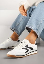 Białe Sneakersy Tenisówki z Przeszyciami Julioria. Białe trampki i tenisówki damskie Renee, bez wzorów, z jeansu, bez zapięcia. Za 79.99 zł.