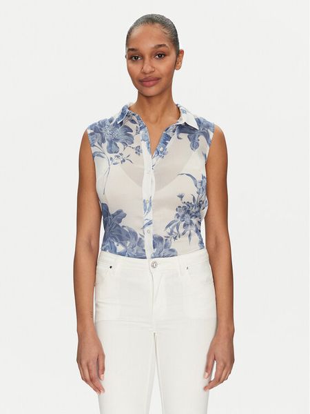 Guess Koszula W5GH95 WDW82 Kolorowy Slim Fit. Koszule damskie Guess, xl, z aplikacjami, z syntetyku, bez kołnierzyka, bez ramiączek. Za 159.99 zł.