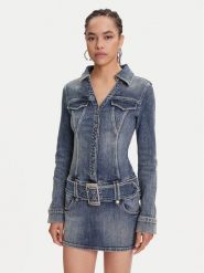 Miss Sixty 6S1DJ48900 Sukienka jeansowa Deep Blue F58. Niebieskie sukienki damskie Miss Sixty, s, bez wzorów, z bawełny, bez kołnierzyka, bez ramiączek. Za 849.99 zł.