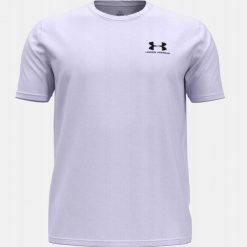 Męski T-Shirt Under Armour Koszulka Męska Sportowa Basic. Fioletowe koszulki sportowe męskie Under Armour, m, bez wzorów, bez ramiączek, do biegania. W wyprzedaży za 71.91 zł.