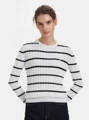 Beverly Hills Polo Club Sweter P-SS26W-M6565 Biały Regular Fit. Białe swetry nierozpinane damskie Beverly Hills Polo Club, m, bez wzorów, z bawełny, bez kołnierzyka, bez ramiączek. Za 279.99 zł.