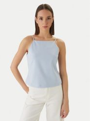 Calvin Klein Jeans Top Ponte LV044F206G Niebieski Slim Fit. Niebieskie topy damskie Calvin Klein Jeans, xxs, bez wzorów, z jeansu, bez kołnierzyka, bez ramiączek. Za 249.99 zł.