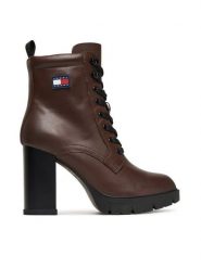 Tommy Jeans Botki Tjw Lace Up EN0EN02832 Brązowy. Brązowe botki damskie Tommy Jeans, bez wzorów, z jeansu, bez obcasa, na słupku, bez zapięcia. Za 599.99 zł.