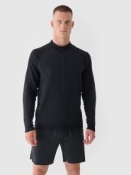 4F Bluza treningowa szybkoschnąca męska 4F x Robert Lewandowski - czarna S/M. Czarne bluzy sportowe męskie 4F, m, bez wzorów, z elastanu, bez kaptura, na fitness i siłownię. W wyprzedaży za 119.99 zł.