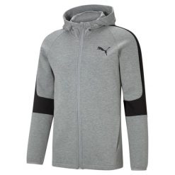 Bluza z kapturem zapinana na zamek błyskawiczny Puma Evostripe Core. Szare bluzy męskie Puma, l, bez wzorów, z bawełny, z kapturem. Za 318.00 zł.