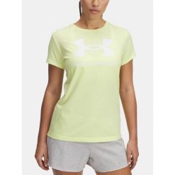 Koszulka Damska T-Shirt Damski Sportowy Under Armour Graphic Rival Logo S. Żółte koszulki sportowe damskie Under Armour, s, bez wzorów, bez ramiączek, na fitness i siłownię. Za 99.99 zł.