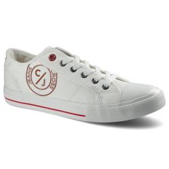 Białe Trampki Cross Jeans Męskie Sznurowane Buty. Białe trampki męskie Cross Jeans, bez wzorów, z jeansu, bez zapięcia. Za 99.99 zł.