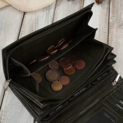 Paolo Peruzzi Portfel damski skórzany duży ciemnozielony poziomy elegancki AL-06-GB. Zielone portfele damskie Paolo Peruzzi. Za 123.62 zł.