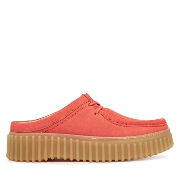 Klapki Clarks. Pomarańczowe klapki damskie Clarks, bez wzorów, bez obcasa, bez zapięcia. Za 249.99 zł.