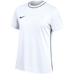 Koszulka damska Nike Dri-Fit Park 26. Białe bluzki damskie Nike, bez wzorów, z poliesteru, sportowe, bez kołnierzyka, bez ramiączek. Za 66.99 zł.
