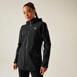 Kurtka przeciwdeszczowa damska Switch Up II. Brązowe kurtki sportowe damskie Dare 2B, bez wzorów, bez ramiączek, bez kaptura, trekkingowe. W wyprzedaży za 349.99 zł.