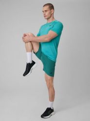 4F Spodenki treningowe szybkoschnące męskie - zielone S. Zielone szorty męskie 4F, bez wzorów, z materiału. Za 99.99 zł.