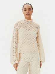 TWINSET Bluzka 251TP2404 Beżowy Regular Fit. Brązowe bluzki damskie Twinset, bez wzorów, z bawełny, bez kołnierzyka, bez ramiączek. Za 519.99 zł.