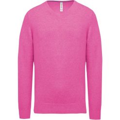 Sweter z dekoltem w serek Kariban Premium. Czerwone swetry męskie KARIBAN, xl, bez wzorów, z bawełny, eleganckie, bez kołnierzyka, bez ramiączek. Za 122.50 zł.