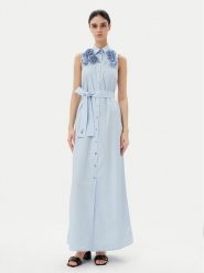 KARL LAGERFELD Sukienka letnia A2W13004 Błękitny Regular Fit. Niebieskie sukienki damskie KARL LAGERFELD, na lato, bez wzorów, z bawełny, bez kołnierzyka, bez ramiączek. Za 829.99 zł.