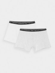 4F Bielizna bokserki (2-pack) męskie - białe XL. Biała bokserki męskie 4F, bez wzorów, z bawełny. W wyprzedaży za 59.99 zł.
