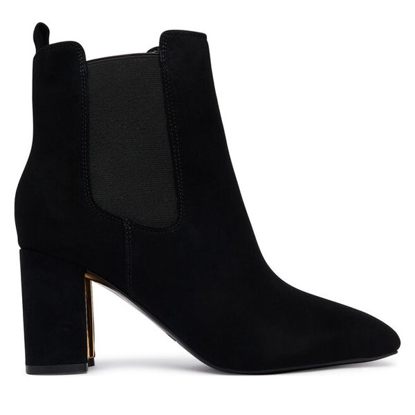 Botki Guess. Czarne botki damskie Guess, z aplikacjami, bez obcasa, na słupku, bez zapięcia. Za 674.99 zł.