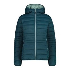 Kurtka puchowa z kapturem na zamek Sorona Aura damska CMP. Zielone kurtki sportowe damskie CMP, na zimę, bez wzorów, z puchu, bez ramiączek, z kapturem, trekkingowe. Za 425.00 zł.
