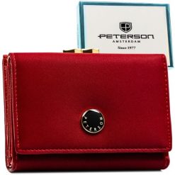 Średniej wielkości, czerwony portfel damski wykonany ze skóry naturalnej i ekologicznej PTN PS15-09-HNL Peterson. Czerwone portfele damskie Peterson, ze skóry. Za 124.99 zł.