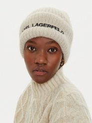 KARL LAGERFELD Czapka 246W3411 Beżowy. Brązowe czapki damskie KARL LAGERFELD, na zimę, bez wzorów, z materiału. Za 359.99 zł.
