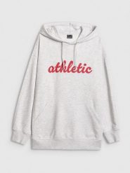 4F Bluza dresowa loose z kapturem damska - szara L. Szare bluzy damskie 4F, l, bez wzorów, z bawełny, bez ramiączek, z kapturem. Za 179.99 zł.