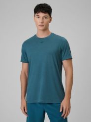 4F Koszulka treningowa regular szybkoschnąca męska - zielona XXL. Zielone t-shirty męskie 4F, m, bez wzorów, ze skóry, bez kołnierzyka, bez ramiączek. Za 99.99 zł.