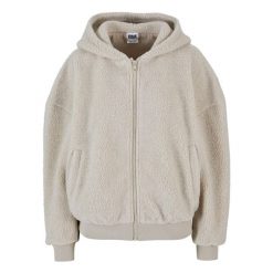 Damska bluza z kapturem zapinana na zamek Urban Classics Oversize Sherpa. Brązowe bluzy damskie Urban Classics, na zimę, bez wzorów, bez ramiączek, z kapturem. Za 275.00 zł.