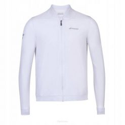 Bluza tenisowa juniorska Babolat Play Jacket. Białe bluzy damskie BABOLAT, bez wzorów, z dresówki, bez ramiączek, bez kaptura. Za 155.99 zł.