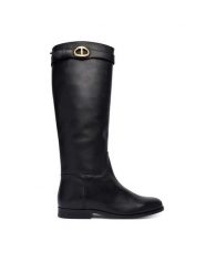 TWINSET Botki 252TCP19C Czarny. Czarne botki damskie Twinset, bez wzorów, ze skóry, bez obcasa, na płaskiej podeszwie, bez zapięcia. Za 1,909.00 zł.