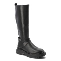 Czarne Kozaki Filippo Eleganckie Obuwie Damskie. Czarne kozaki damskie Filippo, na jesień, bez wzorów, przed kolano, bez obcasa, bez zapięcia. Za 237.99 zł.